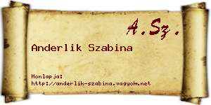 Anderlik Szabina névjegykártya
